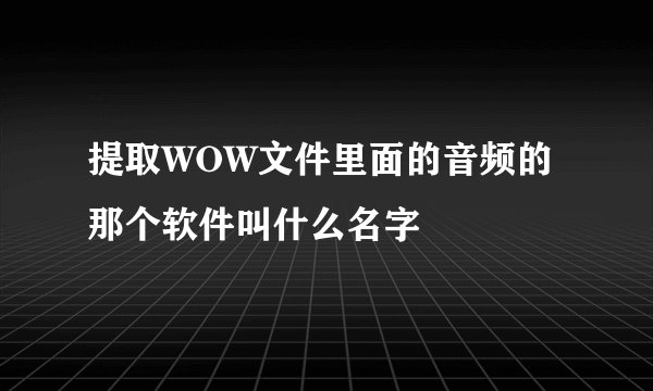 提取WOW文件里面的音频的那个软件叫什么名字