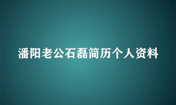 潘阳老公石磊简历个人资料