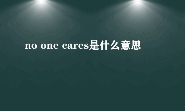 no one cares是什么意思