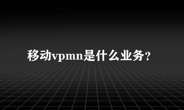 移动vpmn是什么业务？