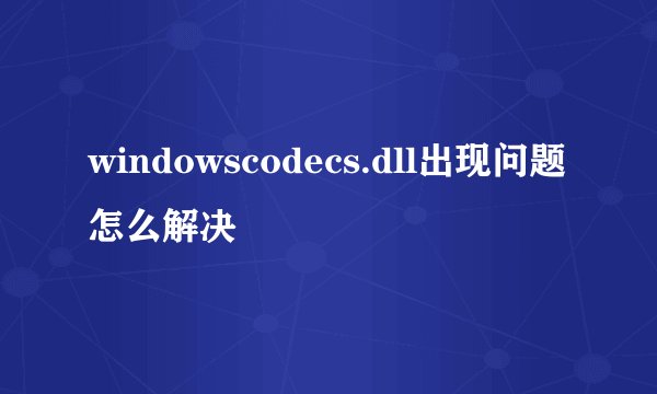 windowscodecs.dll出现问题怎么解决