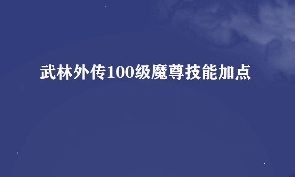 武林外传100级魔尊技能加点
