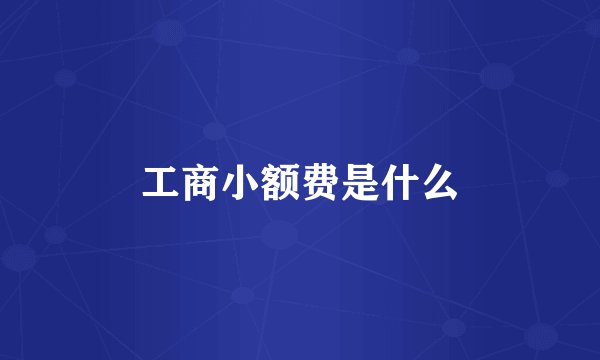工商小额费是什么