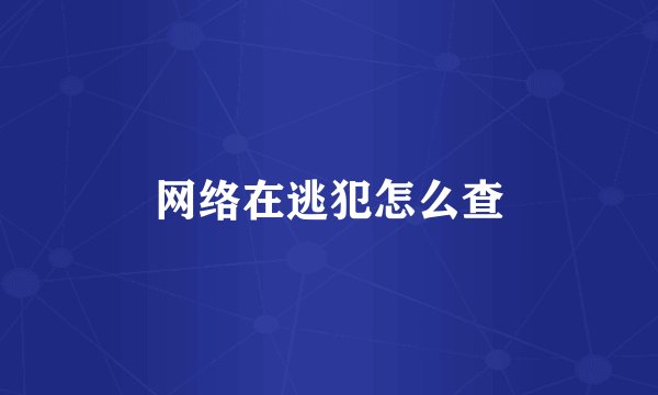 网络在逃犯怎么查