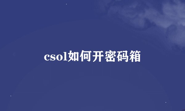 csol如何开密码箱