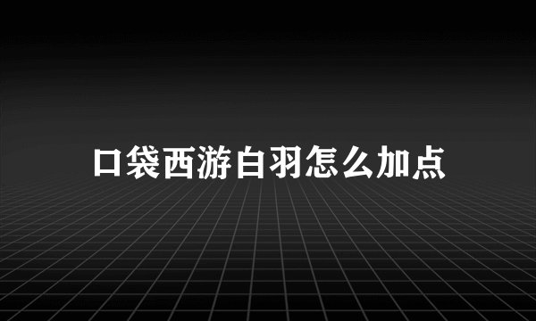 口袋西游白羽怎么加点