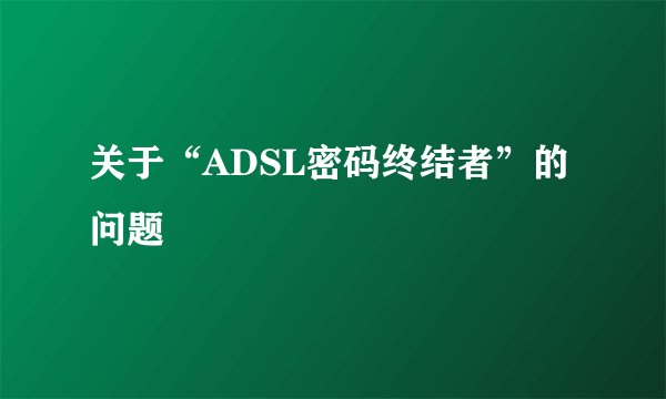 关于“ADSL密码终结者”的问题