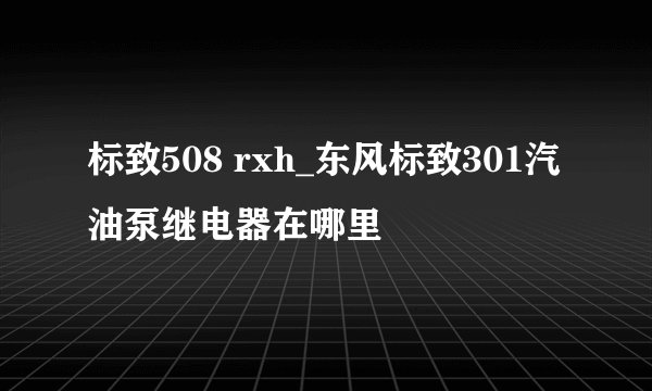 标致508 rxh_东风标致301汽油泵继电器在哪里