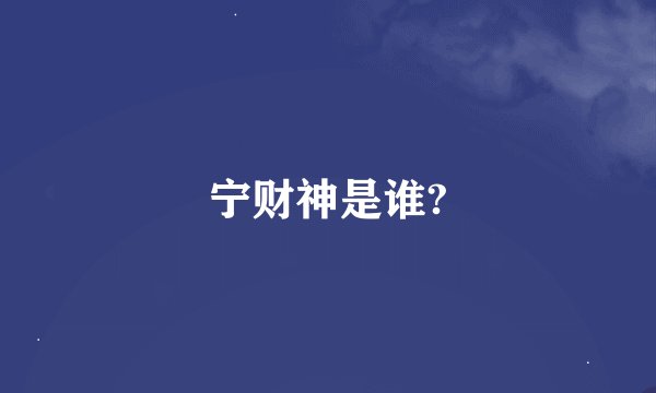 宁财神是谁?