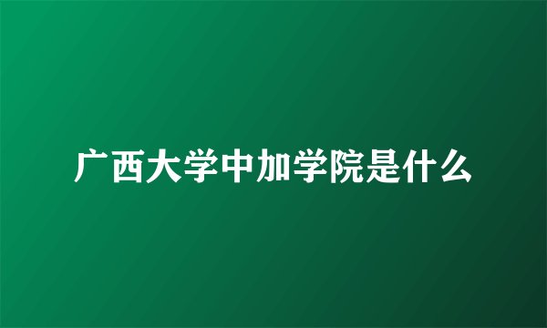 广西大学中加学院是什么