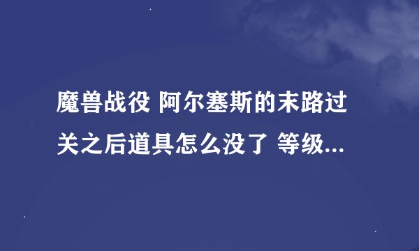 魔兽战役 阿尔塞斯的末路过关之后道具怎么没了 等级也没了啊 是BUG么 辛苦打了半天没了 郁闷