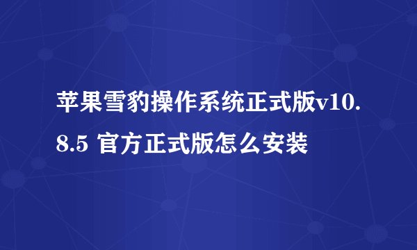 苹果雪豹操作系统正式版v10.8.5 官方正式版怎么安装