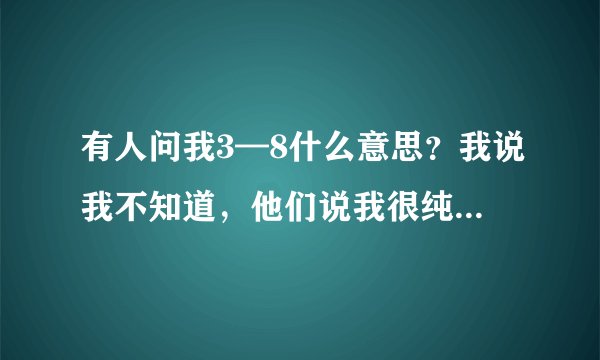 有人问我3—8什么意思？我说我不知道，他们说我很纯洁。你们知道什么意思吗？