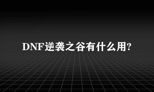 DNF逆袭之谷有什么用?