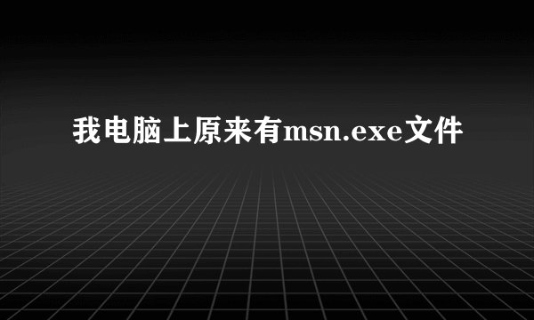 我电脑上原来有msn.exe文件