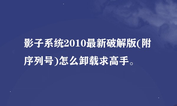 影子系统2010最新破解版(附序列号)怎么卸载求高手。