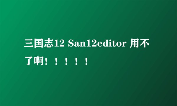三国志12 San12editor 用不了啊！！！！！