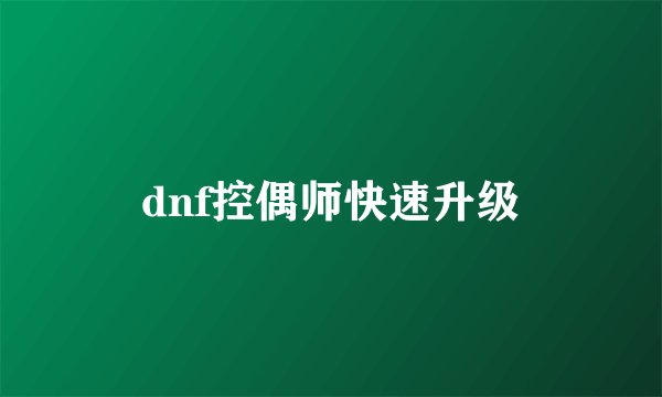dnf控偶师快速升级