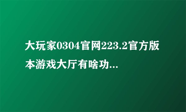 大玩家0304官网223.2官方版本游戏大厅有啥功能.中国
