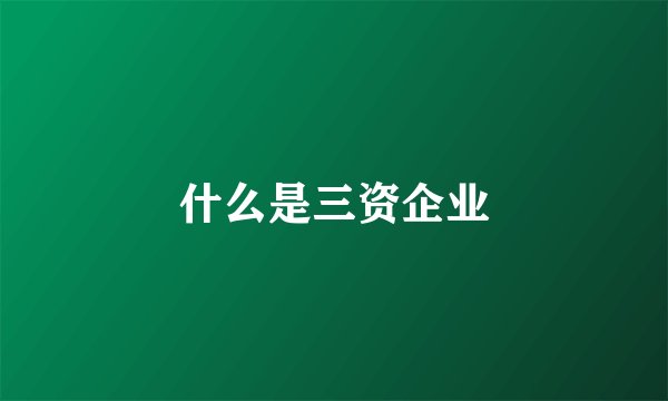 什么是三资企业