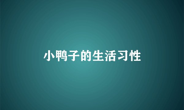 小鸭子的生活习性