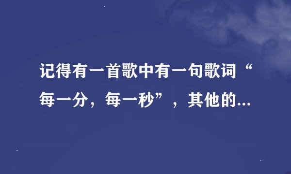 记得有一首歌中有一句歌词“每一分，每一秒”，其他的不太记得了，有谁知道歌名是什么吗？