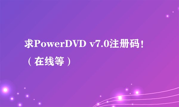 求PowerDVD v7.0注册码！（在线等）
