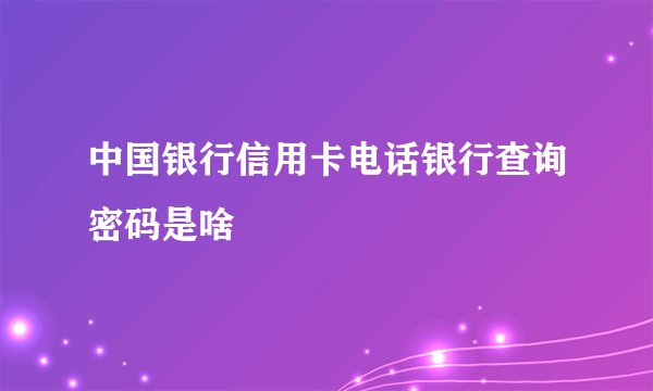 中国银行信用卡电话银行查询密码是啥