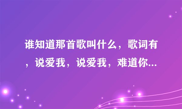 谁知道那首歌叫什么，歌词有，说爱我，说爱我，难道你不再爱我，我的泪滴下来啊，你从来不曾爱我