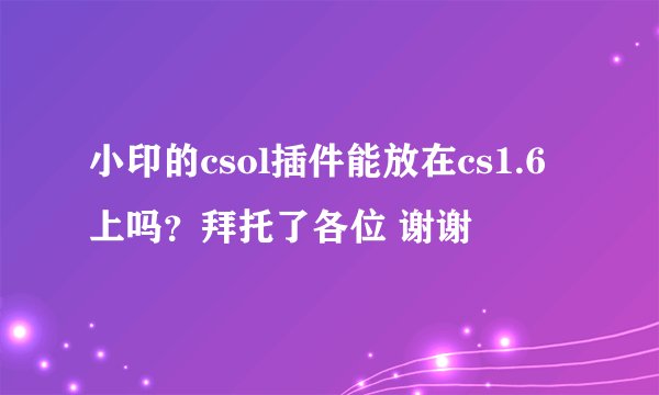 小印的csol插件能放在cs1.6上吗？拜托了各位 谢谢