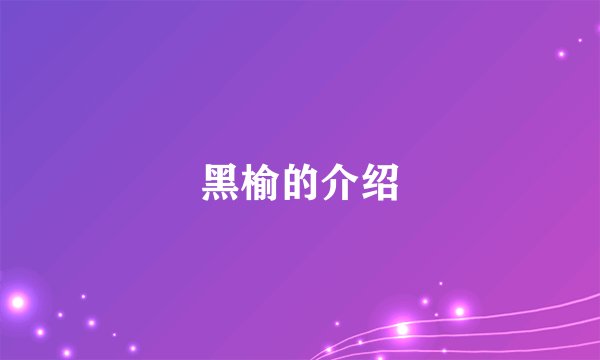 黑榆的介绍