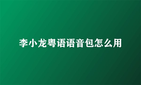 李小龙粤语语音包怎么用