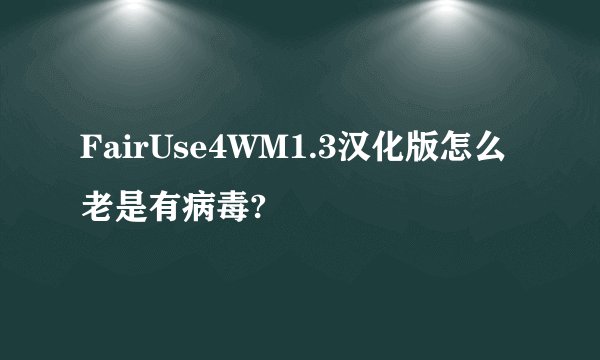 FairUse4WM1.3汉化版怎么老是有病毒?