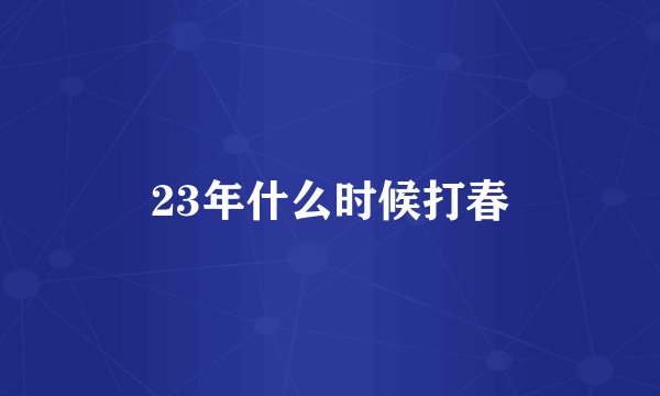 23年什么时候打春