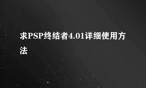 求PSP终结者4.01详细使用方法