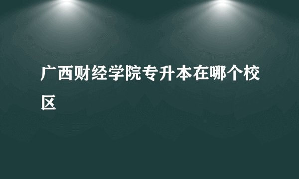 广西财经学院专升本在哪个校区