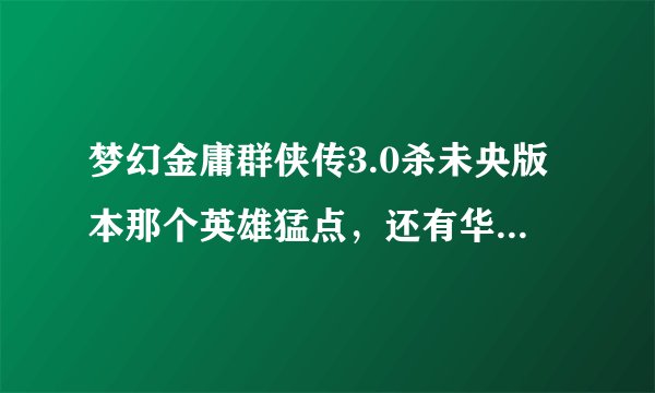 梦幻金庸群侠传3.0杀未央版本那个英雄猛点，还有华山论剑怎么去，怎么才能过啊？