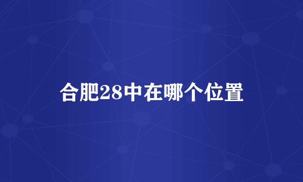 合肥28中在哪个位置