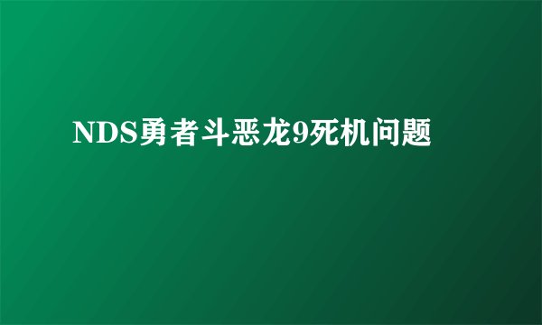 NDS勇者斗恶龙9死机问题