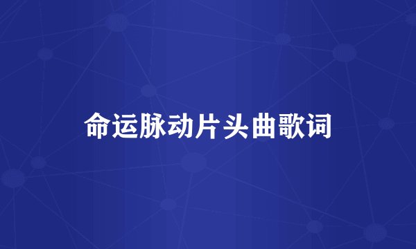 命运脉动片头曲歌词