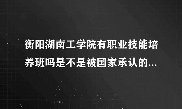 衡阳湖南工学院有职业技能培养班吗是不是被国家承认的大专学历