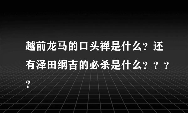 越前龙马的口头禅是什么？还有泽田纲吉的必杀是什么？？？？