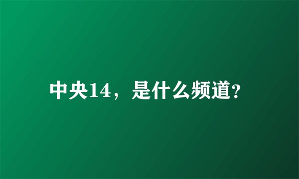 中央14，是什么频道？