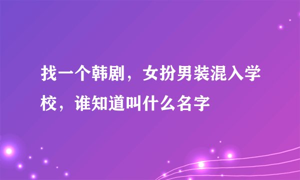 找一个韩剧，女扮男装混入学校，谁知道叫什么名字