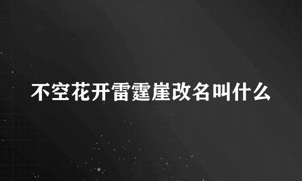 不空花开雷霆崖改名叫什么