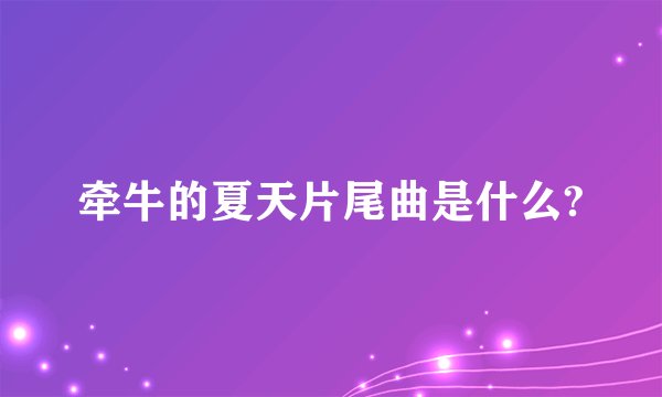 牵牛的夏天片尾曲是什么?