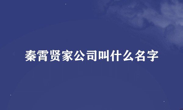 秦霄贤家公司叫什么名字