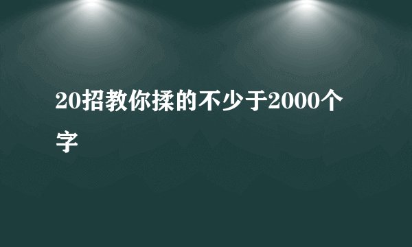 20招教你揉的不少于2000个字