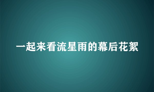 一起来看流星雨的幕后花絮