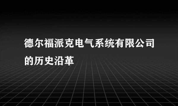 德尔福派克电气系统有限公司的历史沿革